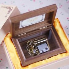 30 NOTE WALNUT WOODEN WIND UP MUSIC BOX :  BRAHMS LULLABY picture